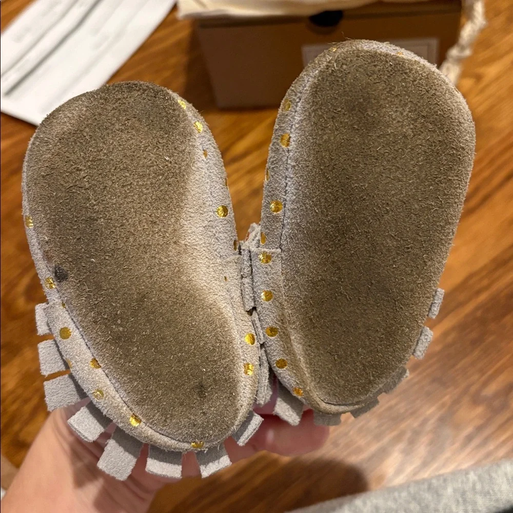 Champagne and Gold Polka Dot Baby Shoes